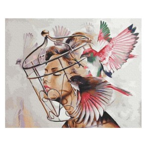 Malowanie po numerach Głowa w klatce 50 x 65 cm 