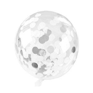 Balony transparentny z konfetti srebrne Arpex
