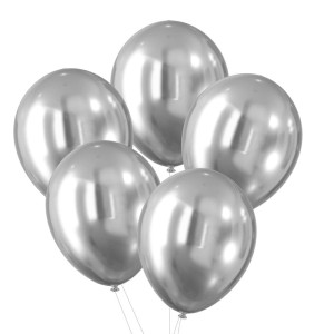 Balony 5 szt  srebrne  efekt chromu