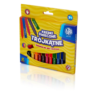 Kredki świecowe 12 kolorów trójkątne Astra