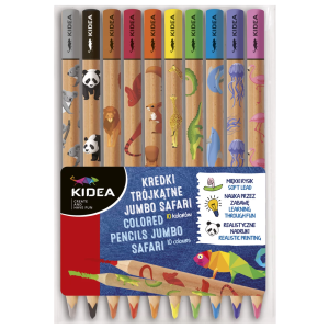 Kredki trójkątne 10kol Jumbo safari Kidea