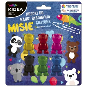 Kredki do nauki rysowania 6kolorów Misie Kidea