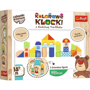 Zabawka drewniana Kolorowe klocki z rodziną Trefli