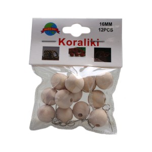 Koraliki drewniane 16mm 12szt 