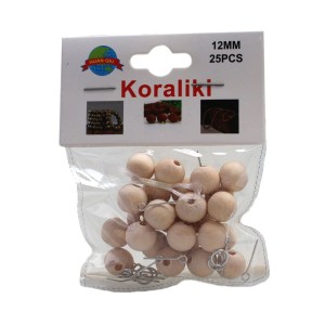 Koraliki drewniane 12 mm 25 szt 