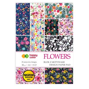 Blok z motywami Flowers A4 15 kartek 80g Happy Color