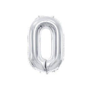 Balon foliowy Cyfra 0 86cm srebrna PartyDeco