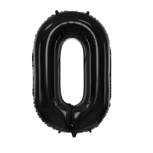 Balon foliowy cyfra 0 86cm czarny PartyDeco