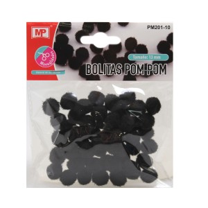 Pompony ozdobne czarne 13mm