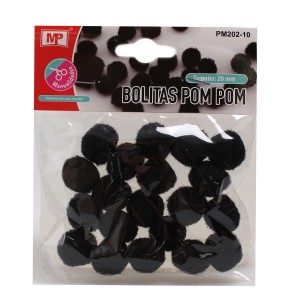 Pompony ozdobne czarne 20mm 