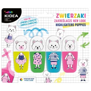Zakreślacze zwierzaki 4 kol. Kidea 