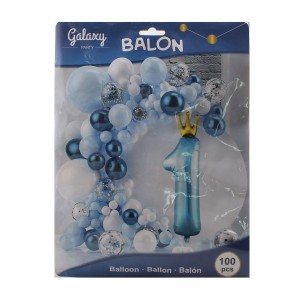 Ścianka balonowa 100 el. Roczek niebieski Galaxy Party