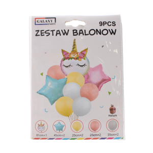 Zestaw Balonów 9 szt. Jednorożec pastel Galaxy
