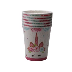 Kubki papierowe - jednorożec 6 szt. 200 ml
