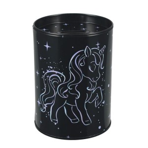 Skarbonka metalowa okrągła Unicorn holo