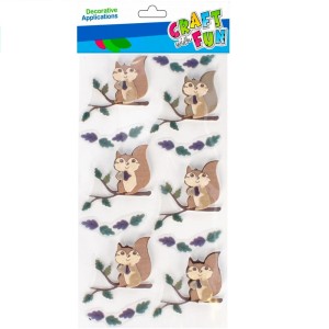 Ozdoba dekor Naklejki 3D Wiewiórki 6szt Craft