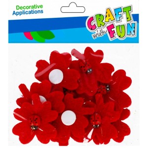 Ozdoba filcowa Liść z biedronką czerwony 12 szt Craft