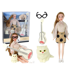 Lalka Dla Dzieci Emily z Gitarą i kotkiem