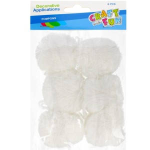 Ozdoba dekor Pompon Wełna 6 szt biały Craft