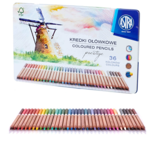 Kredki ołówkowe drewno cedrowe metalowe pudełko 36 szt.