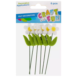 Filcowe Kwiatki Dekoracyjne 11 cm – Zestaw 6 szt.