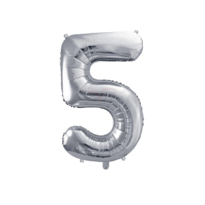 Balon foliowy Cyfra 86 cm 5 srebrny PartyDeco HEL