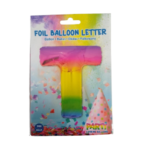Balon foliowy 86 cm Litera T kolorowa Foil Balloon 