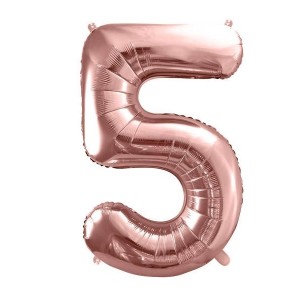 Balon foliowy Cyfra 5 - 86 cm różowe złoto 