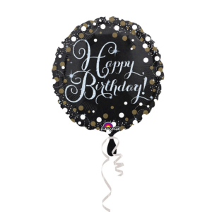 Balon foliowy 45 cm Happy Birthday czarny