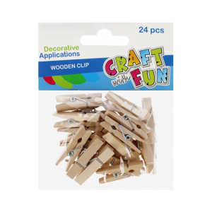 Ozdoba dekor Spinacz drewniany 24szt 3,5cm Craft
