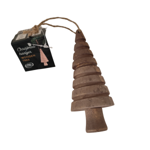 Choinka zawieszka brązowa drewniana 12 cm