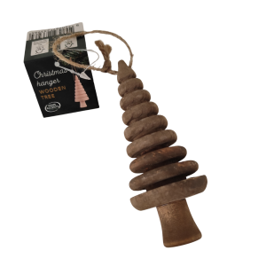 Choinka zawieszka brązowa drewniana 12 cm