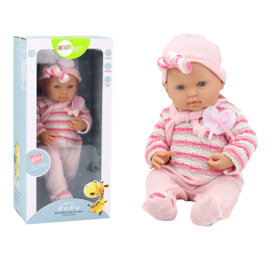 Lalka Bobas sweterek w paski w czapeczce 39cm Lean