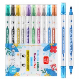 Pisaki 10 kol metaliczne brokat dwustronne Lean