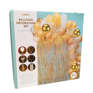 Dekoracja urodzinowa AVEC kurtyna + balony złota