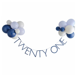 Girlanda Twenty One 21 niebieska z balonami Ginger