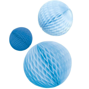 Dekoracja Pompony 3szt niebieskie Riethmuller 14-22cm