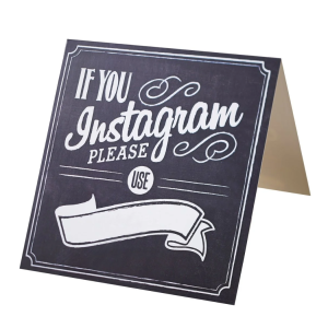 Dekoracja stołu weselnego kredowy Instagram hashtag 5szt