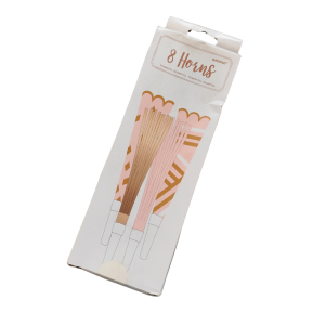 Trąbki urodzinowe 8szt różowe Honks