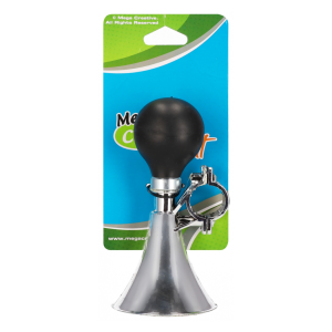 Trąbka do roweru srebrna plastik 14cm MC