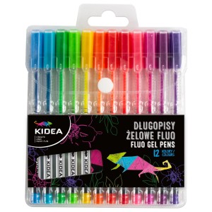 Długopisy żelowe 12 kol Fluo Kidea