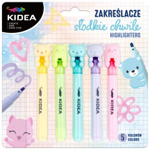 Zakreślacze Słodkie Chwile 5 kol. Kidea