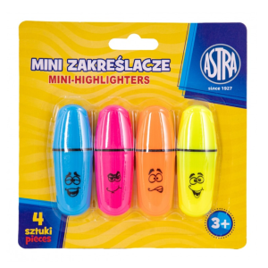 Zakreślacze mini 4 szt Astra blister