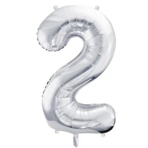 Balon foliowy Cyfra 86cm 2 srebrny PartyDeco HEL