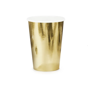 Kubki papierowe 6szt złote 220ml PartyDeco