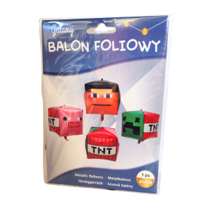 Balon foliowy 55cm Piksele 4 różne ściany Galaxy