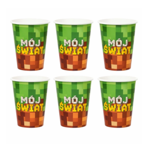 Kubki papierowe 6szt Mój Świat Piksele Galaxy 250ml