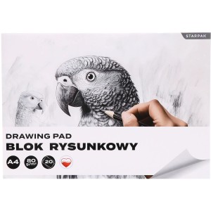 Blok A4 rysunkowy biały Papuga STK 