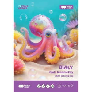Blok A4 techniczny biały Aqua Cuties Happy Color