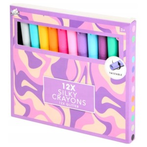 Kredki jedwabne 12 kol. Silky Crayons brokatowe Craft